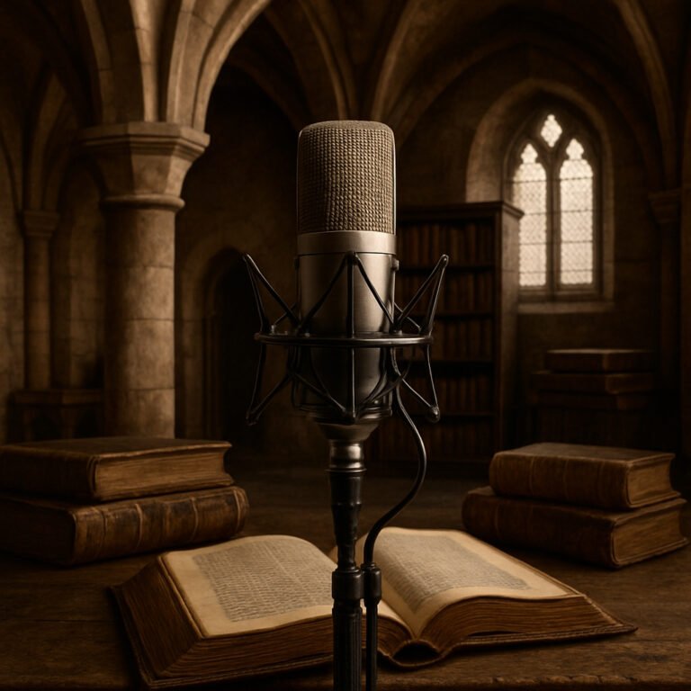 Collaborate with Aetherborne Creations: a digital microphone in an ancient monastery and its tomes.